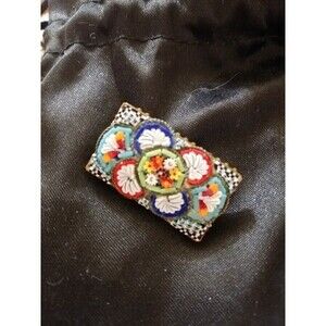 VTG Venetian Micro mosaic pin ITALY 1910-1930 Glass Art Brooch Antique Chic